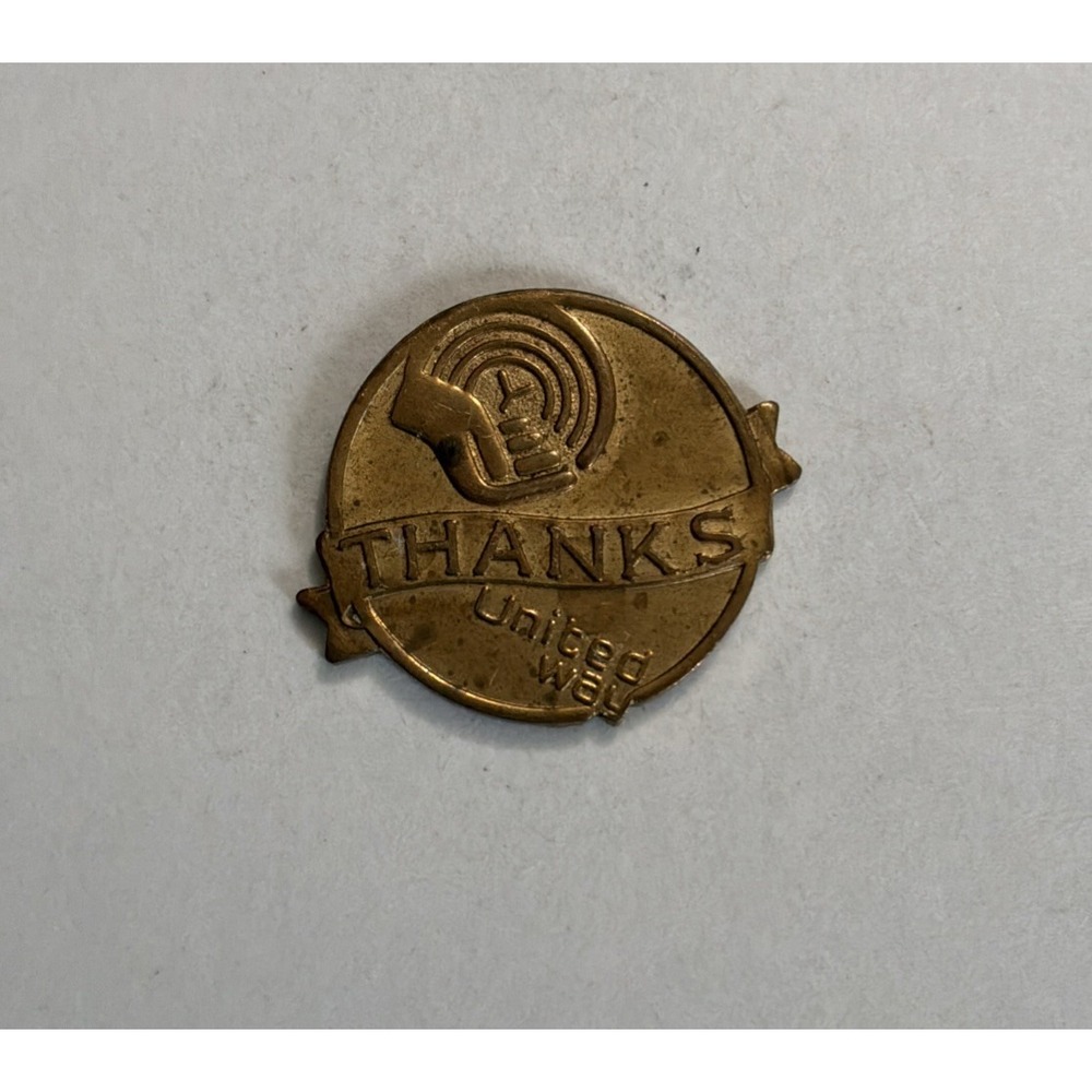 Vintage United Way Union Made Pin Hat Lapel Pinback Tie Tac Bronze Tone
